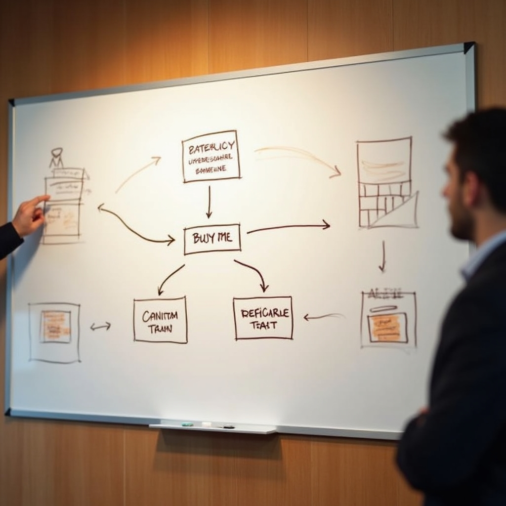 Diagram rámce pro předávání zkušeností nakreslený na tabuli